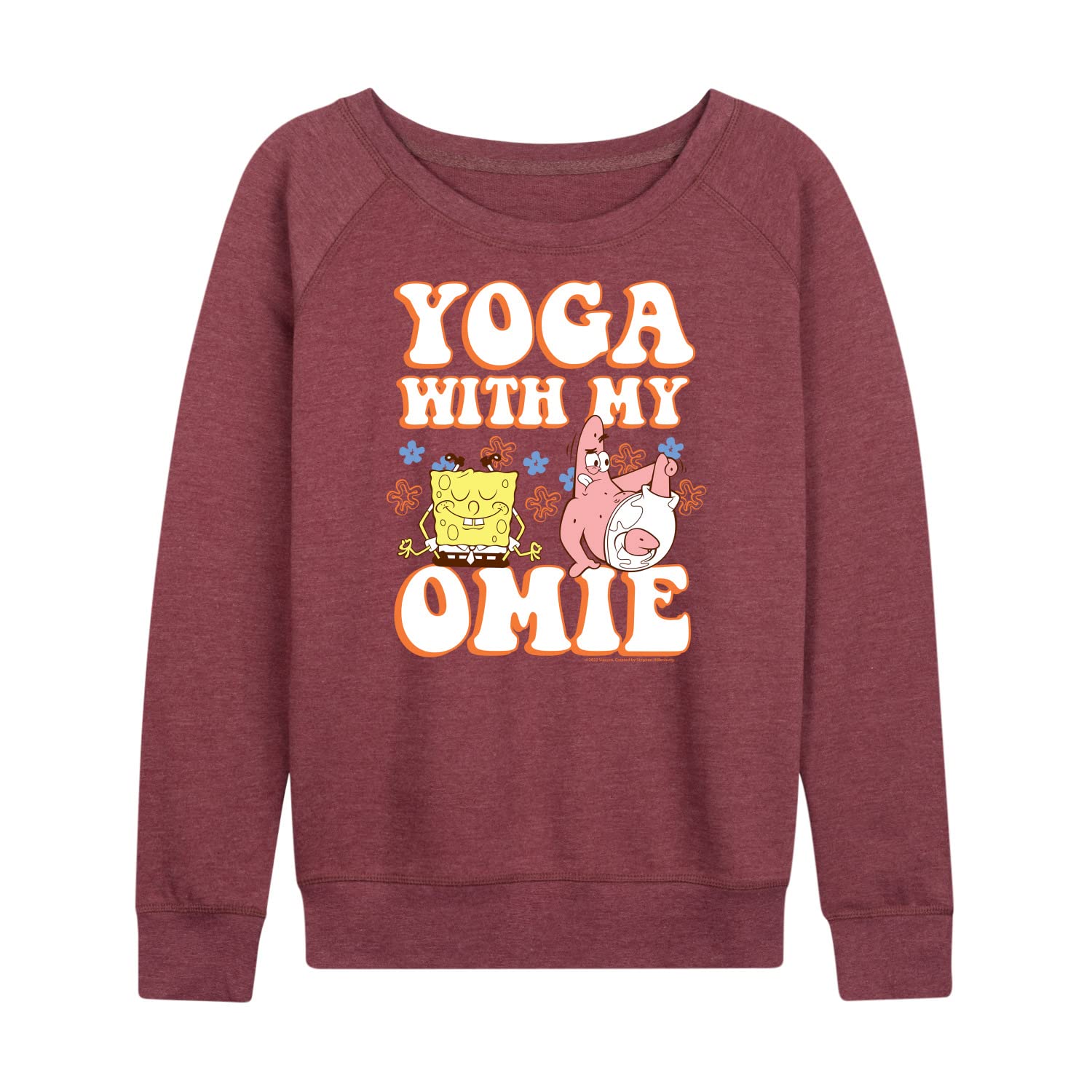 SpongeBob SquarePants Women's Lightweight French Terry Pullover Hoodie - Yoga With My Omie - Soft Lounge Sweatshirt for Women - Perfect for Yoga, Gym, and Casual Wear