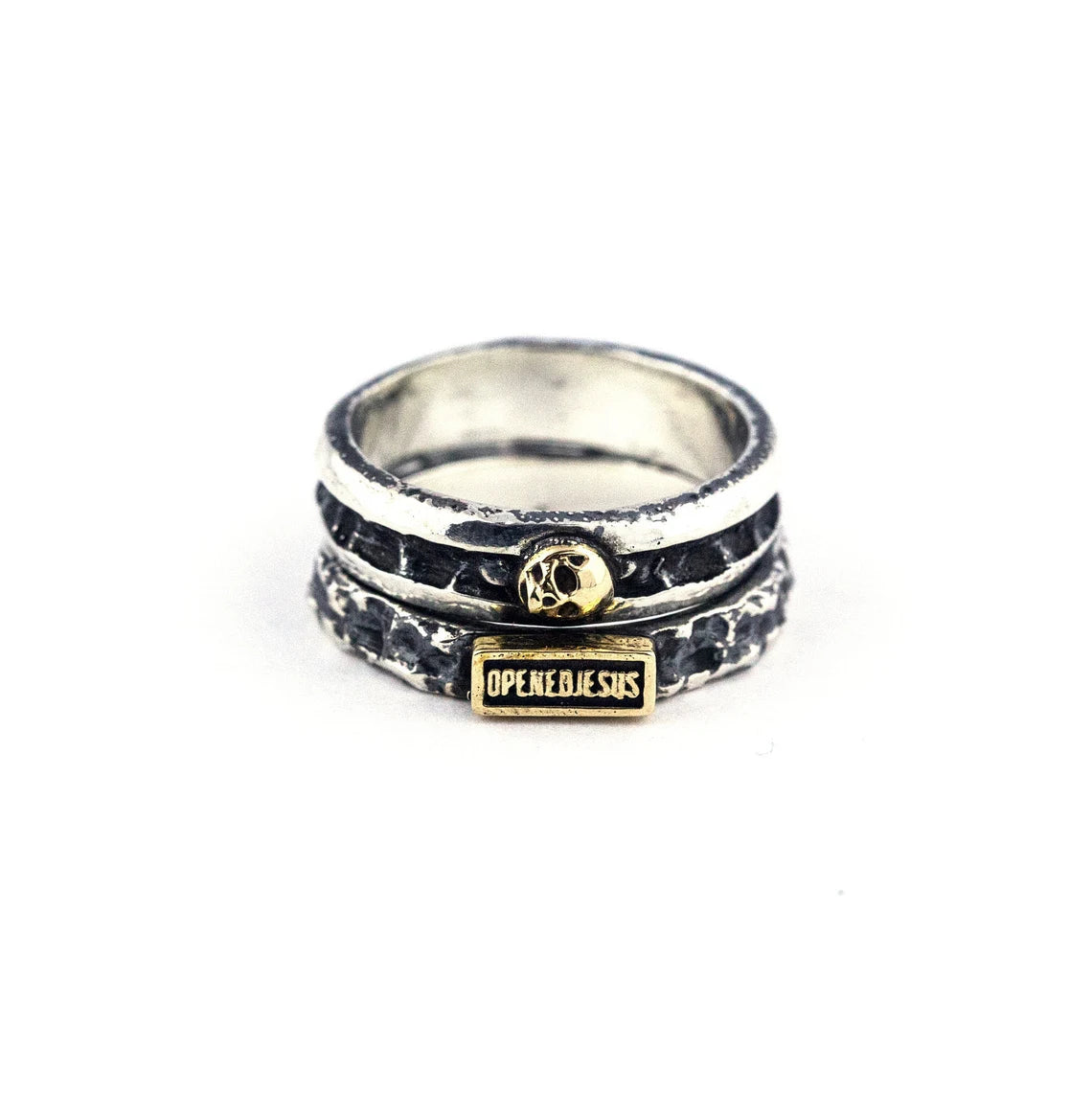 Skull Stone Stacker Ring for Women & Men - Gothic Punk Fashion Jewelry - Adjustable Stackable Rings for Daily Wear & Special Occasions