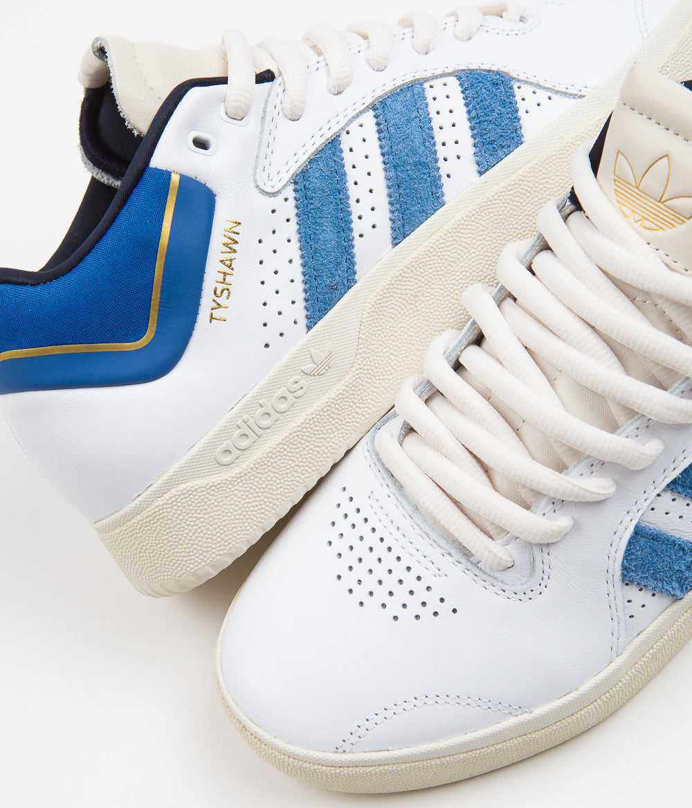 Adidas Tyshawn Shoes Men's Basketball Sneakers - White/Blue Colorway | Lightweight Comfort & Performance Design for Court Play & Streetwear Fashion