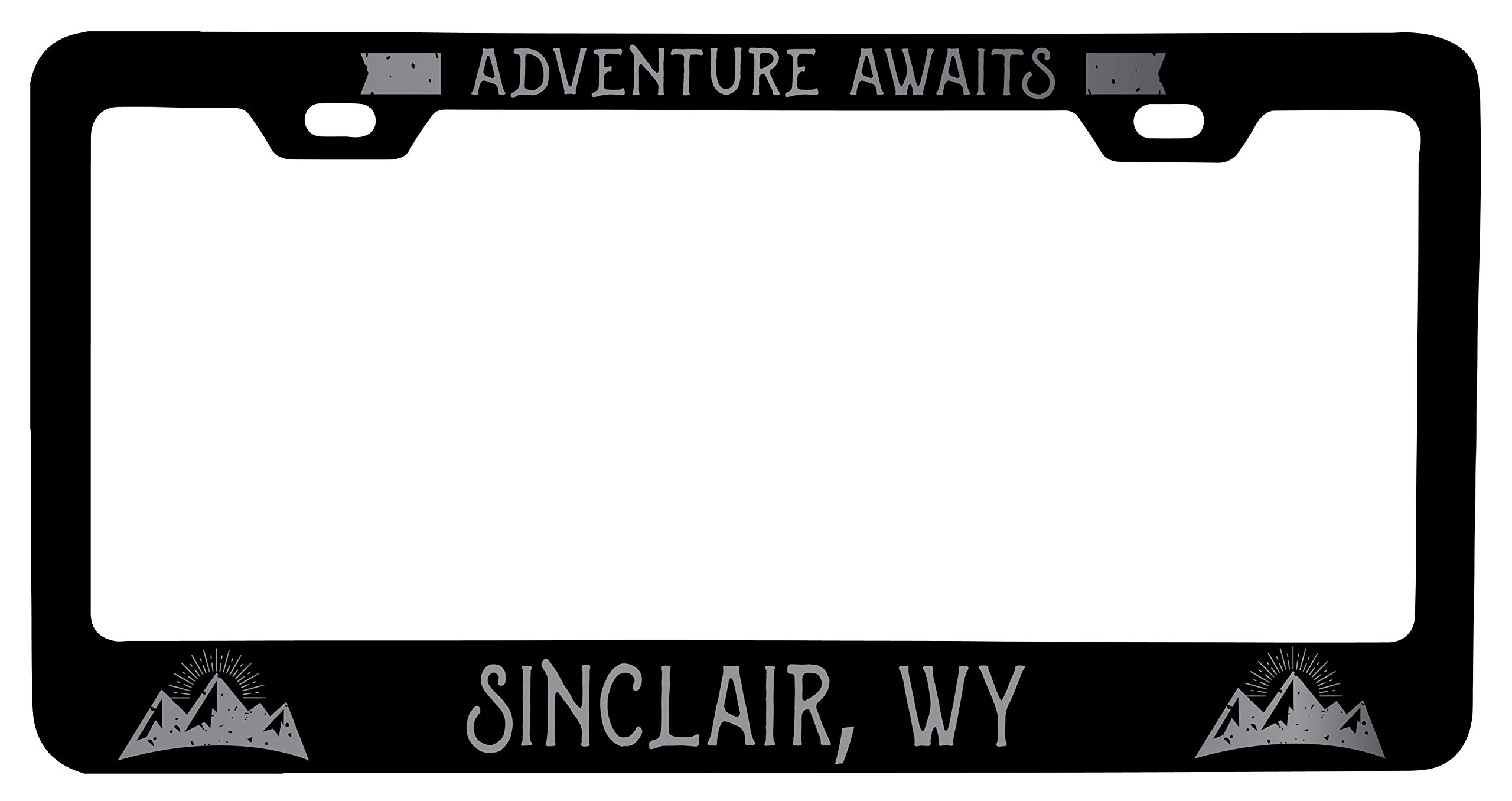 Sinclair Wyoming Laser Engraved Black Metal License Plate Frame - Durable & Stylish Car Accessory for Trucks, SUVs, and Classic Cars
