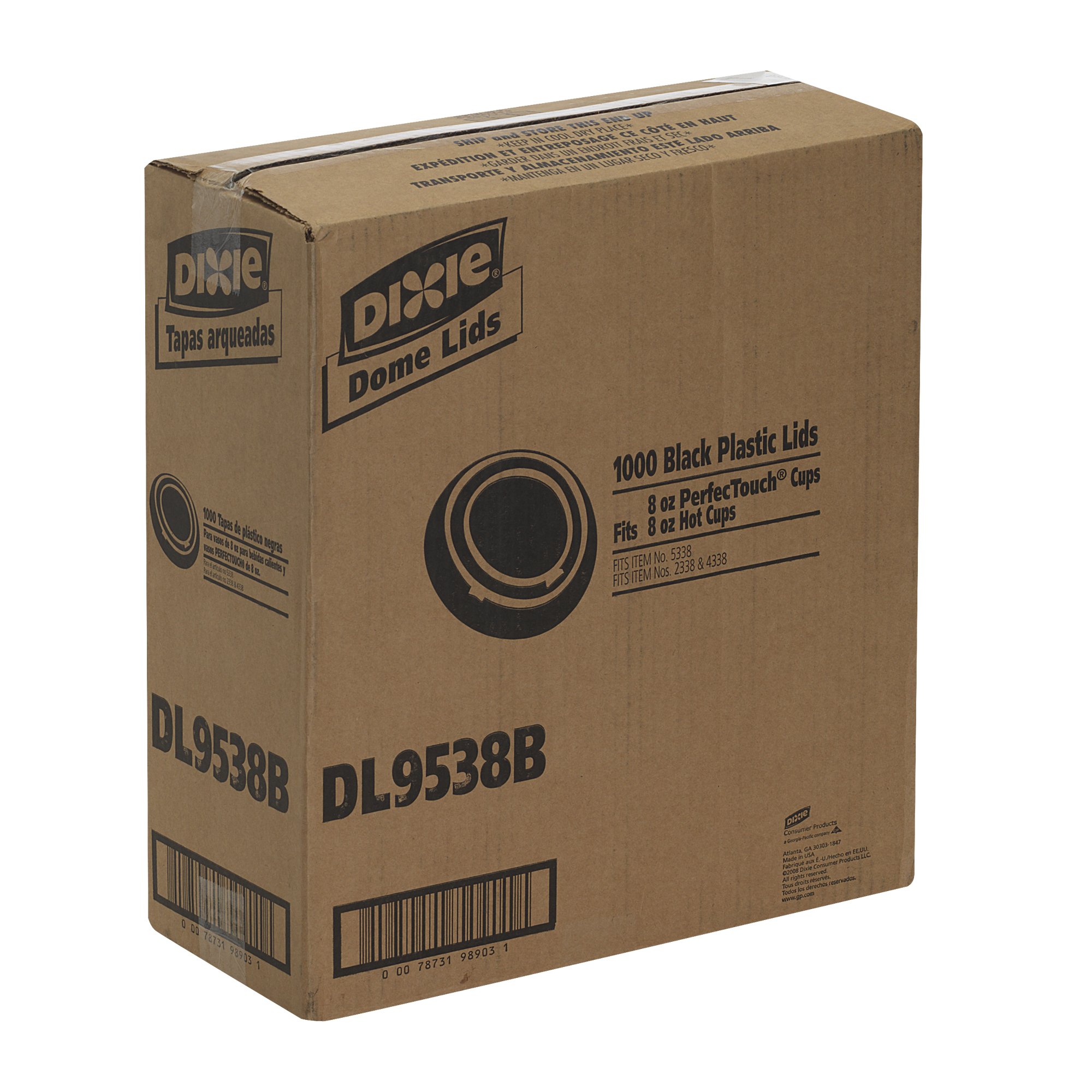 Georgia-Pacific Dixie 8 oz. Black Dome Hot Coffee Cup Lids (DL9538B) - 1000 Count (10 Sleeves of 100) - Perfect for Coffee Shops, Restaurants & Takeout Services