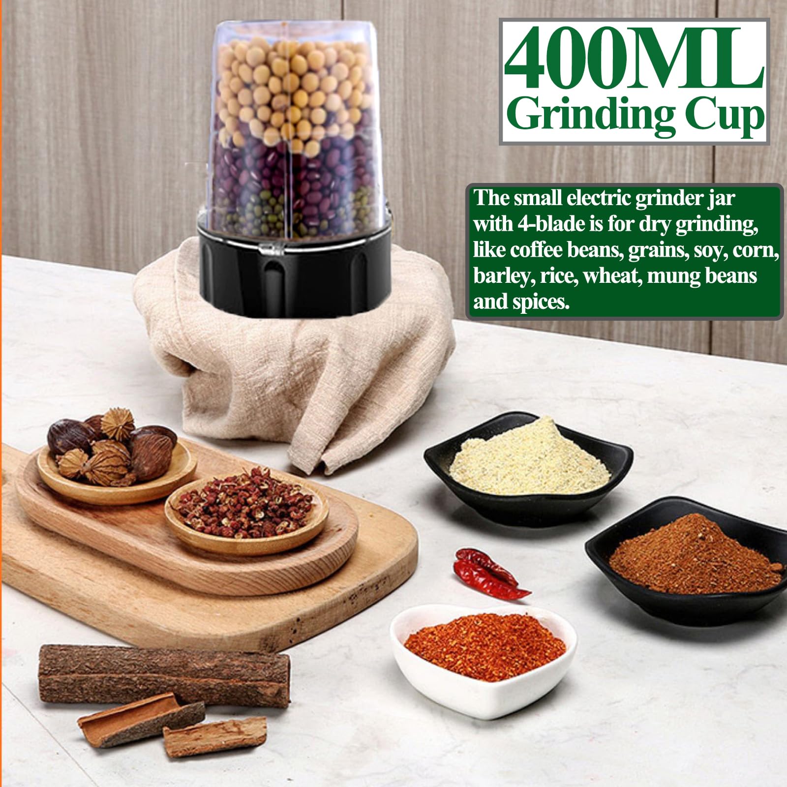 800W 2-Speed Electric Mixer - 4-in-1 Grinder Blender & Food Processor for Shakes, Smoothies, Meat Chopping & Dry Grinding | Perfect for Kitchen, Smoothie Bars & Meal Prep