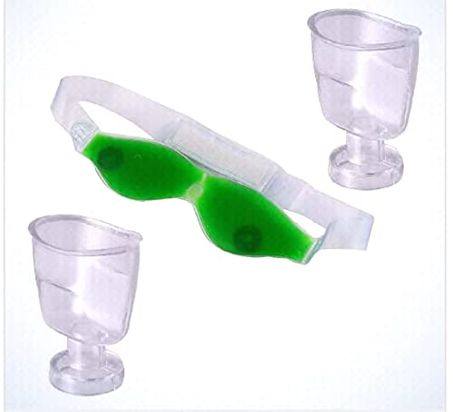 ACi Aloe Vera Cool Gel Eye Mask with 2-Piece Eye Wash Cup Kit - Soothing Relief for Puffy Eyes, Dark Circles & Stress - Perfect for Spa, Travel & Post-Workout Recovery
