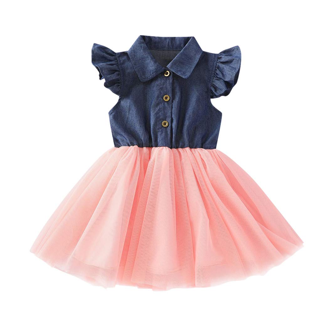 Princess Dress for Girls - Tulle & Ruffles Toddler Baby Denim Outfits | Casual Kids Dresses & Skirts | Perfect for Birthday Parties, Photo Shoots & Special Occasions