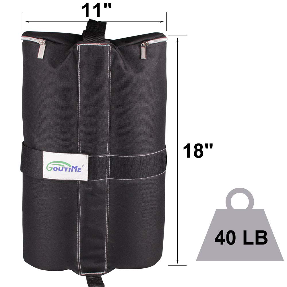 Goutime 4-Pack Heavy Duty Canopy Weights (160lbs) - Sand Bags for Outdoor Pop Up Tents, Gazebos & Sun Shelters - Perfect for Beach, Camping, Backyard Parties & Events - Black