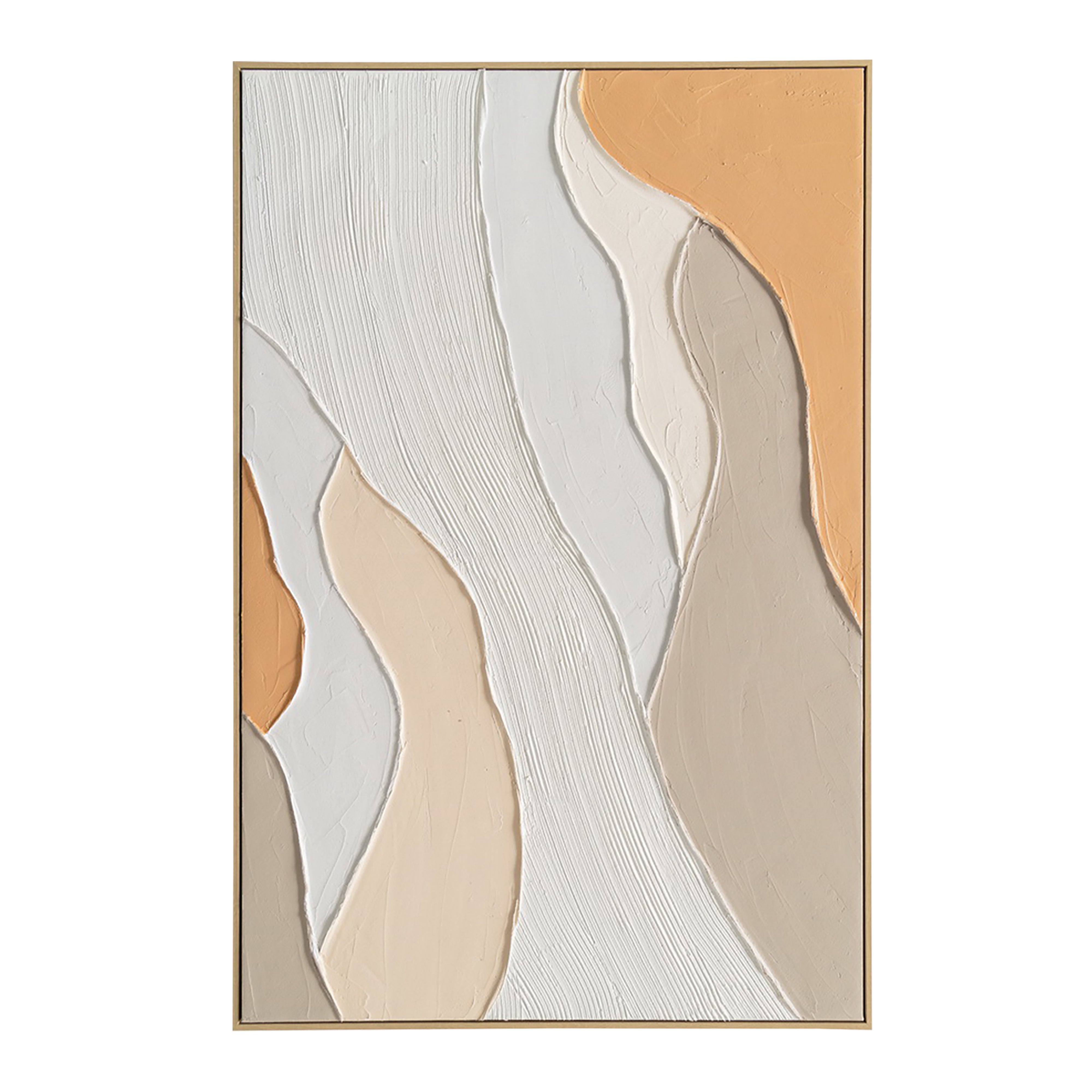 Urban Style Textured Apricot Waves Oil Painting Brushstrokes - Handmade Wall Art for Living Room, Bedroom & Office Decor