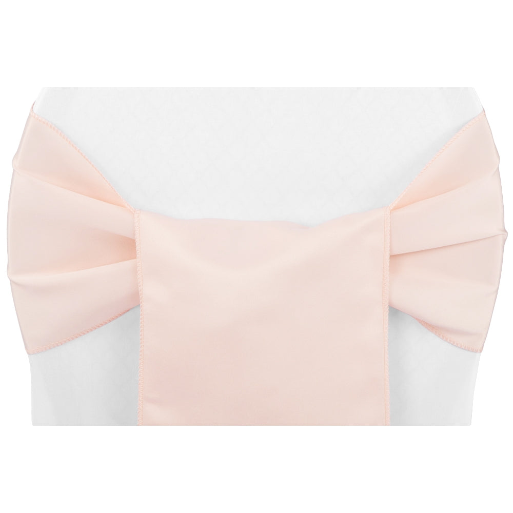 L'amour Satin Chair Sash - Blush & Rose Gold Wedding Decor for Chairs, Aisle, and Reception