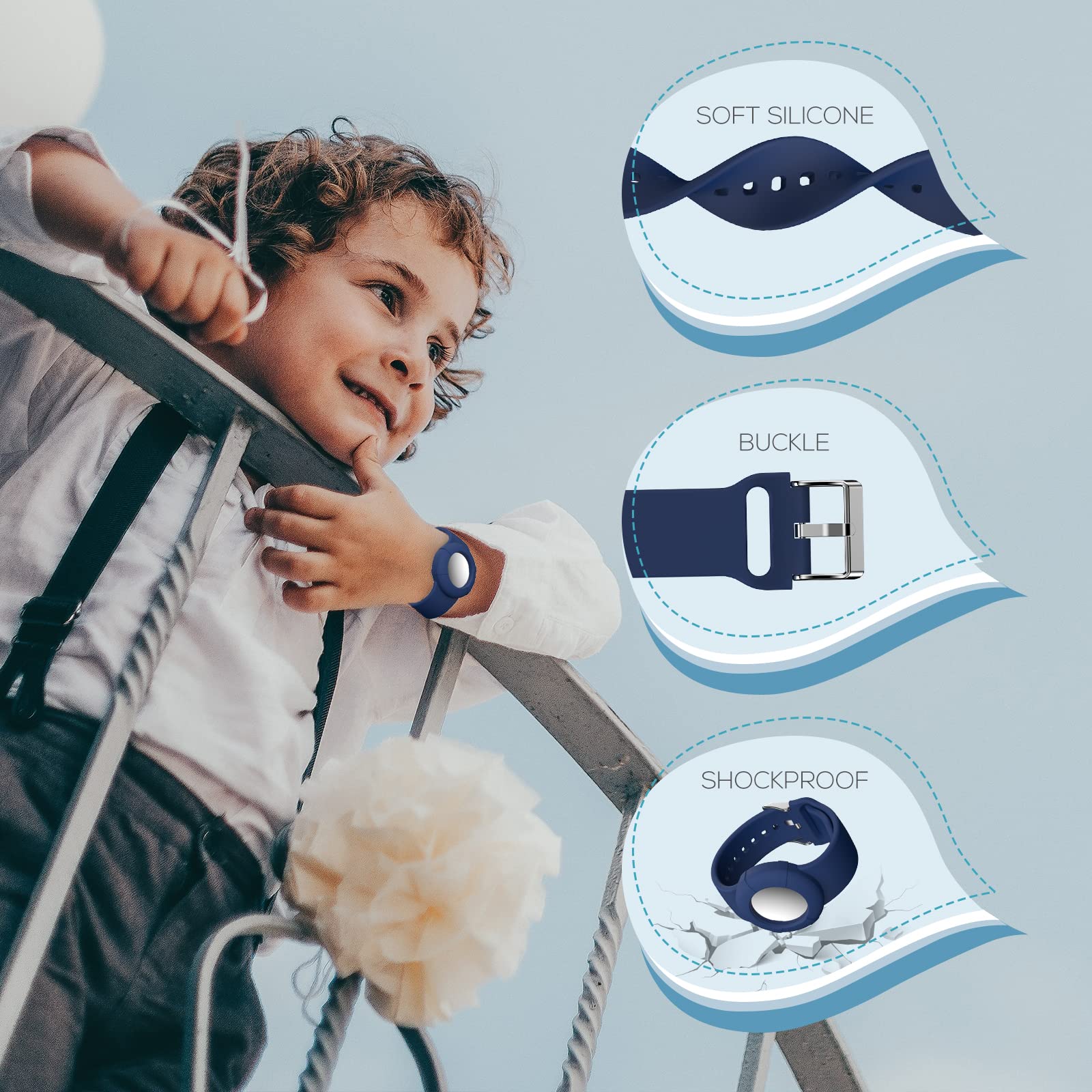 Kids Airtag Wristband (2 Pack) - Soft Silicone GPS Tracker Holder for Apple AirTag | Child Safety & Outdoor Play