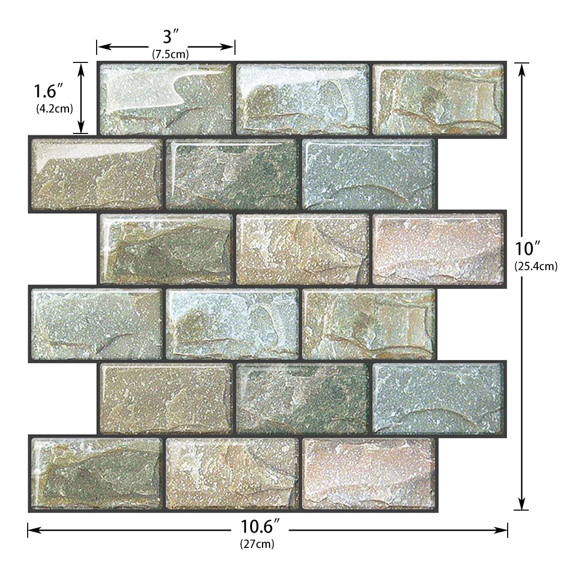 Self-Adhesive 3D Brick Wall Tiles - Peel and Stick Kitchen Backsplash (10 Sheets 10