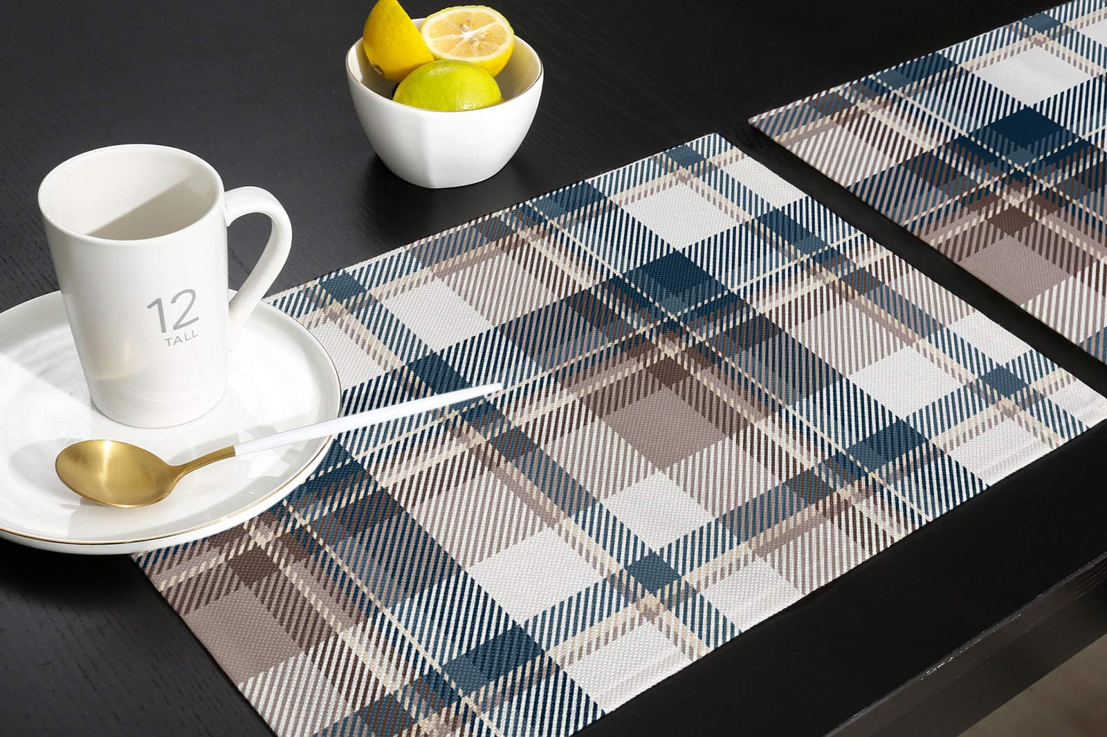 6-Pack Washable Checkered Placemats for Dining Table - 13