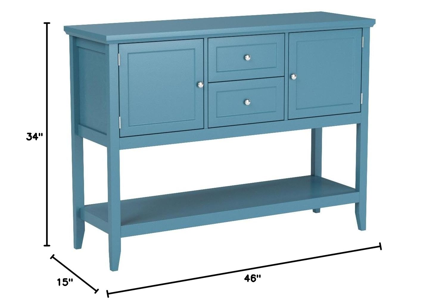 Giantex Wood Buffet Sideboard Storage Cabinet - 2 Drawers & Shelves, Kitchen Dining Room Console Table - Aqua Blue | Perfect for Living Room Storage, Buffet Serving & Home Organization