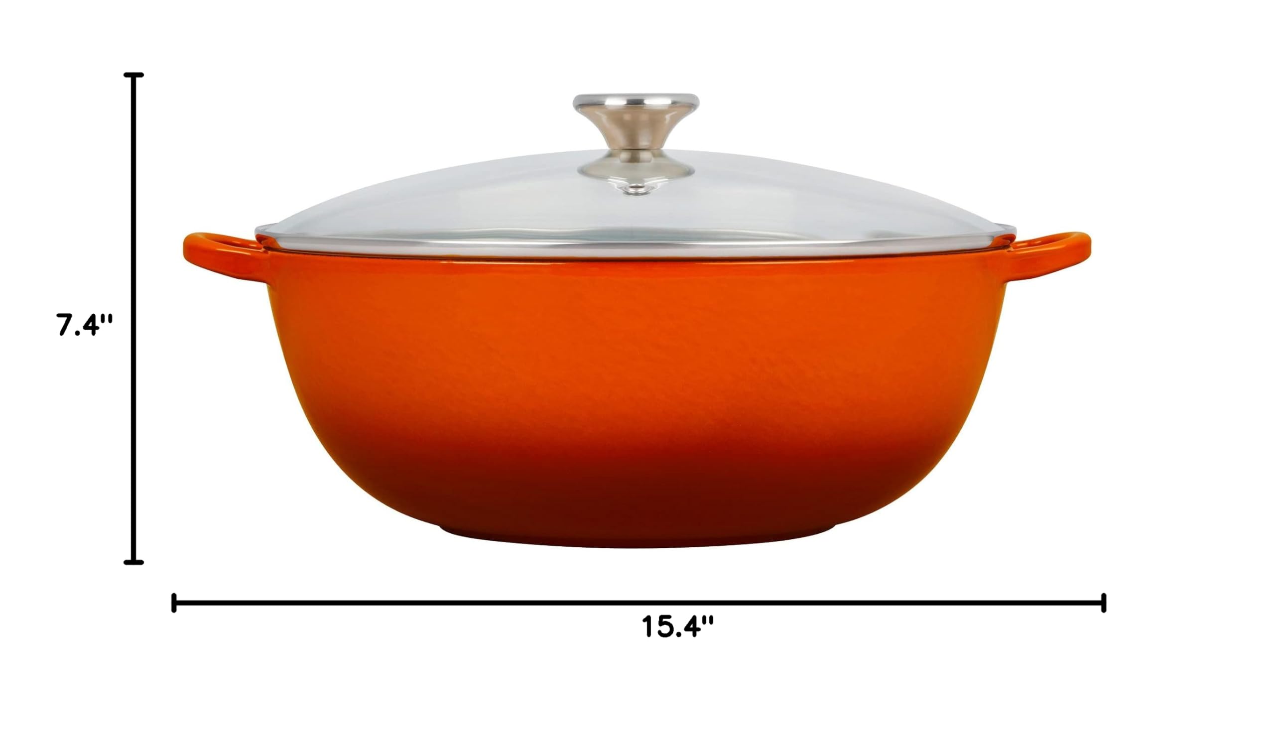 Le Creuset 7.5 Quart Enameled Cast Iron Dutch Oven with Glass Lid - Flame Color - Perfect for Braising, Baking & Slow Cooking