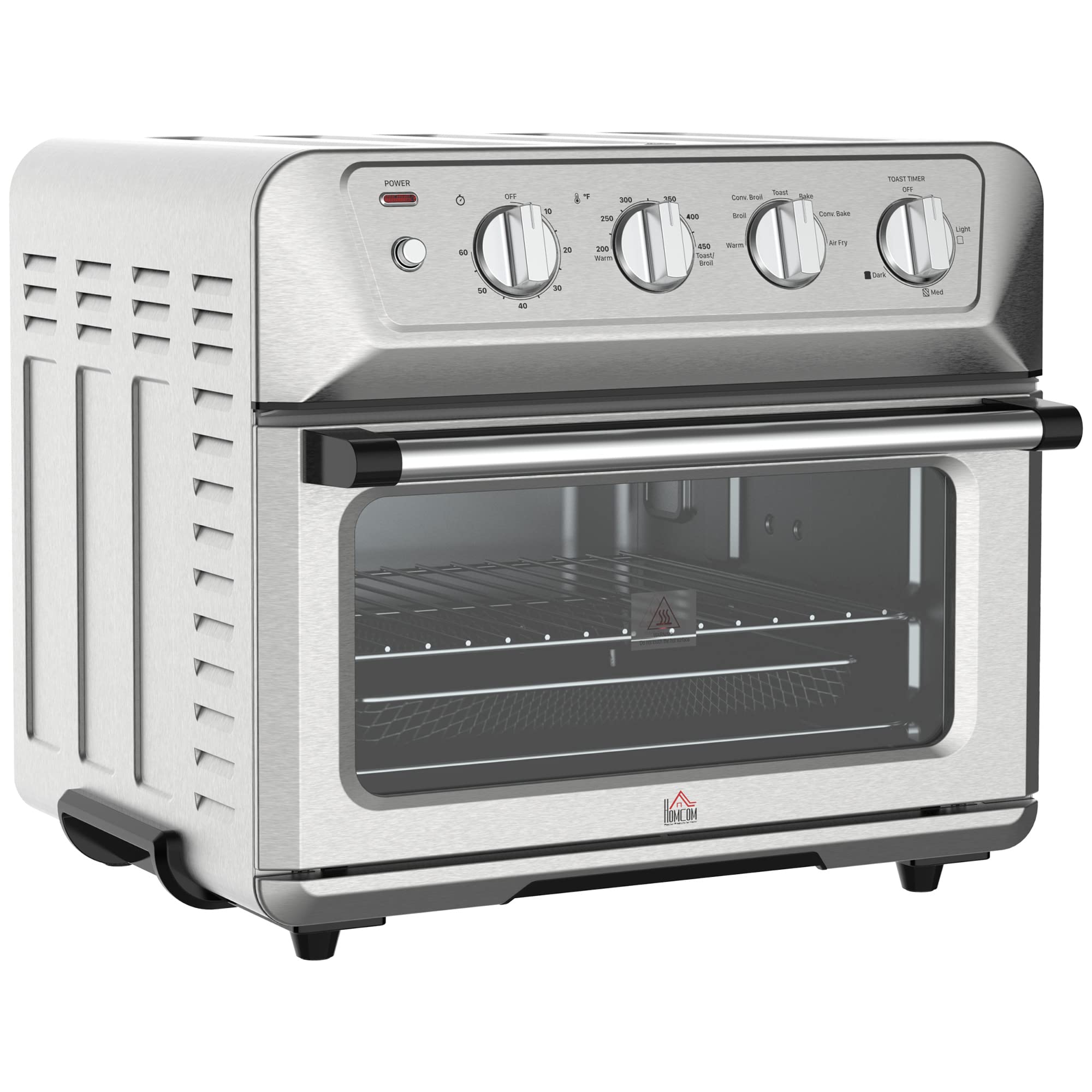 HOMCOM 21QT 7-in-1 Air Fryer Toaster Oven with Convection - 1800W Stainless Steel Countertop Oven for Baking, Broiling, Toasting & Air Frying | Includes Accessories | Perfect for Small Kitchens, Dorms & Healthy Cooking