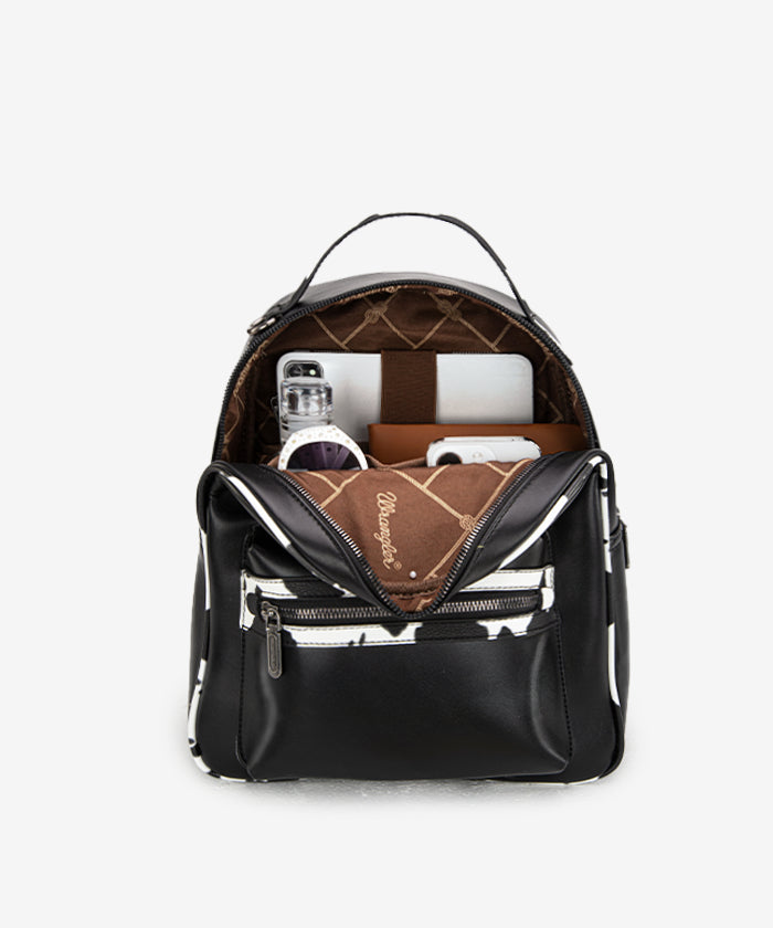 Wrangler Cow Print Backpack for Women & Men - Durable Laptop Backpack with USB Charging Port - Perfect for School, College, Travel & Outdoor Adventures