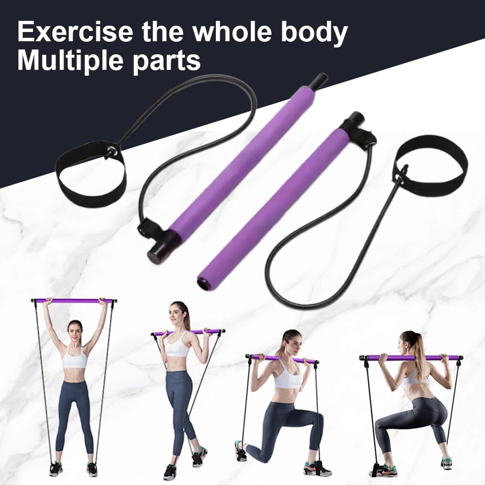 2024 Portable Pilates Bar Kit with Resistance Bands - Multifunctional Stretch Fusion Exercise Equipment for Home & Gym Workout - Perfect for Pilates, Yoga, Strength Training and Full Body Toning