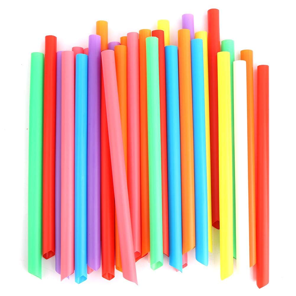 100-Pack Disposable Plastic Drinking Straws - Multi-Color Wide Straws for Milk Tea, Juice & Smoothies (19cm/7.5in) - Perfect for Parties, Cafes & Home Use