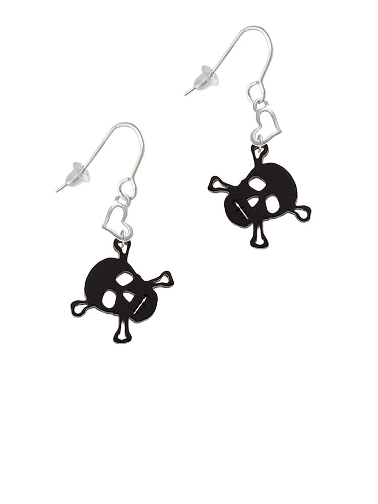 Delight Jewelry Acrylic Small Skull & Heart French Clip Earrings for Women - Gothic Punk Style Fashion Accessories for Parties, Halloween & Everyday Wear