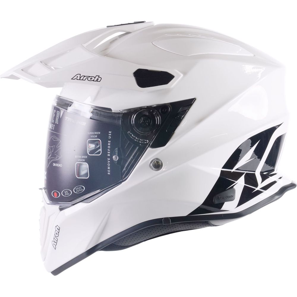 Airoh Commander Adventure Motorcycle Helmet Gloss White - Full Face DOT Approved for Street & Off-Road Riding