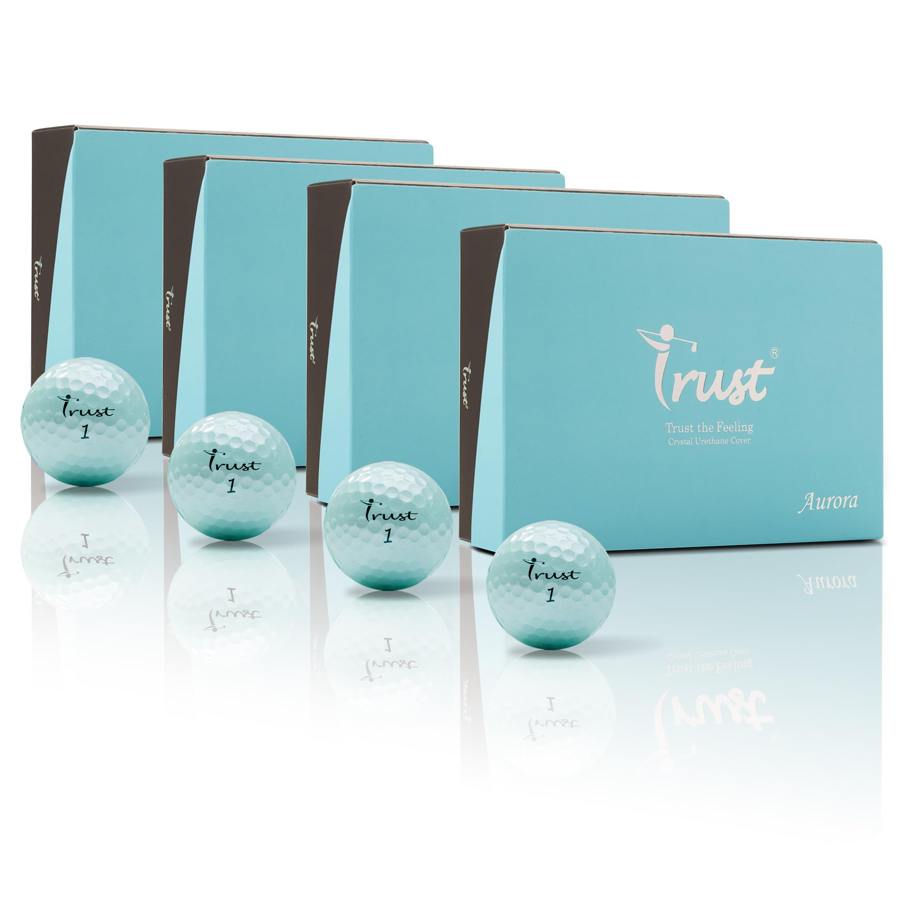 Premium Trust Golf Balls - Aurora & Rosa Crystal Urethane Series | High-Visibility Colors for Easy Tracking | Long Distance, Soft Feel & Precise Greenside Control | Blue, Orange, Pink, Yellow | 12 or 48 Pack | Perfect for Tournament Play & Low-Light Conditions