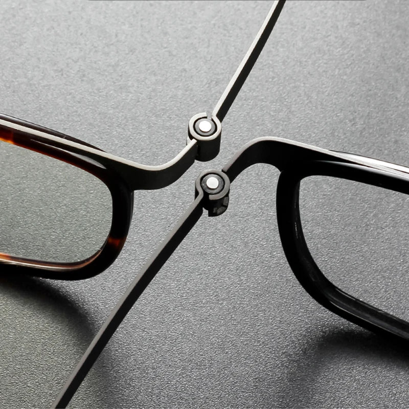Stylish Unisex Black Titanium Acetate Rectangle Eyeglasses Frame 9711 - Perfect for Work, Reading & Fashion Accessories