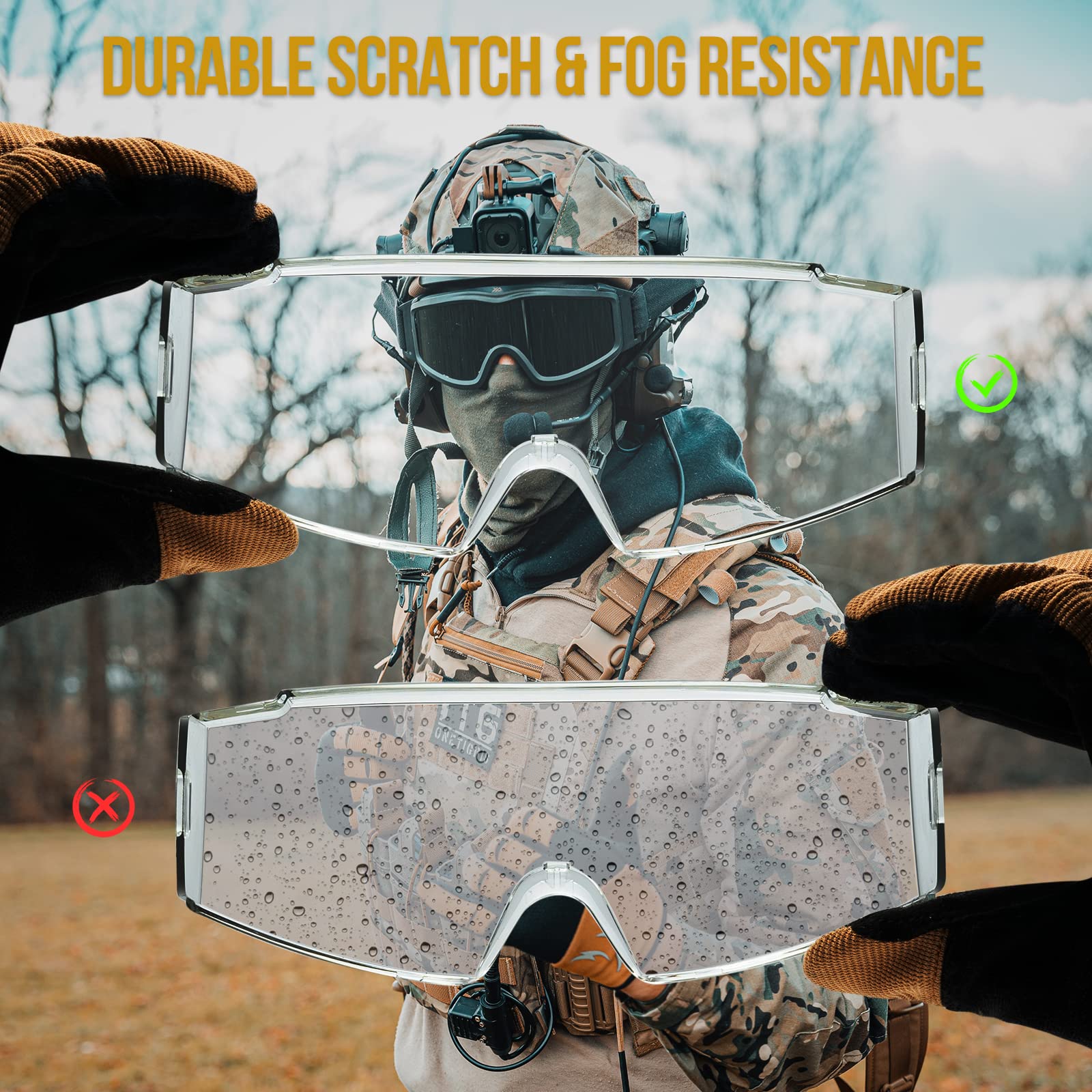 OneTigris Tactical Goggles Over Glasses - Anti Fog Safety Eyewear with Interchangeable Lenses for Shooting, Cycling & Outdoor Activities