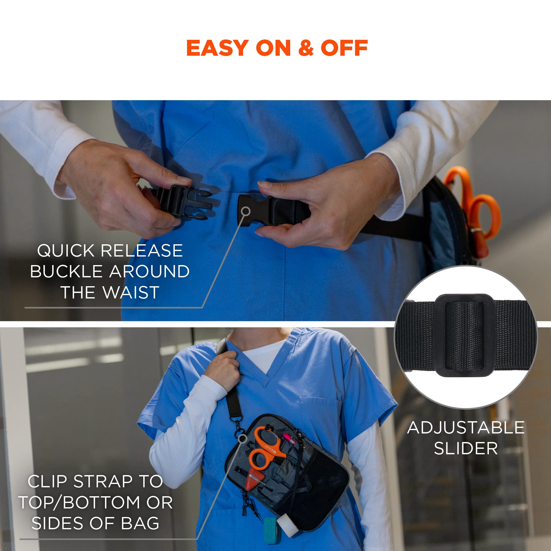 Ergodyne Arsenal 5717 Convertible Nurse Fanny Pack - Adjustable Waist Bag for Medical Supplies, Tape Holder & Portable Gear Organizer - Perfect for Healthcare Workers, EMTs & First Responders