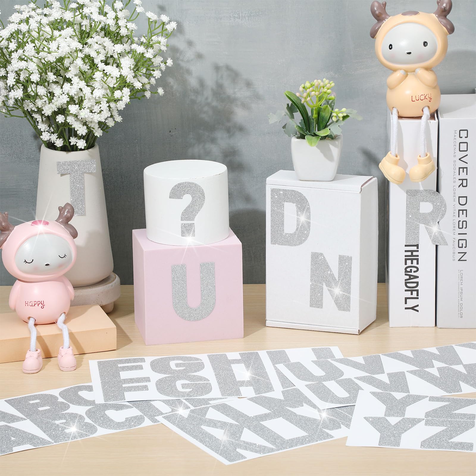 Harloon 232 Pcs Large Glitter Alphabet Letter Stickers - 24 Sheets Self-Adhesive Big Font Letters Kit for Mailbox, Bulletin Boards, Classroom & Home Decor (Silver, 2.5 Inch) - Perfect for DIY Crafts, Scrapbooking, Party Decorations and School Projects