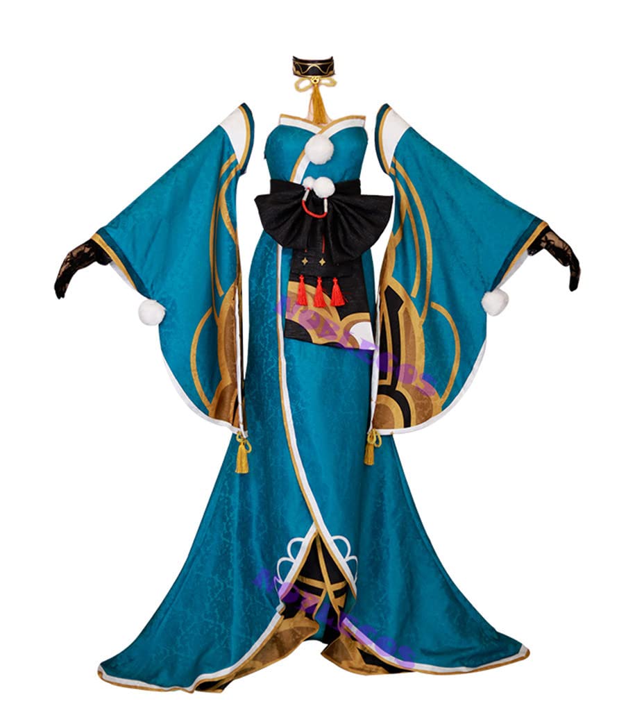 Gorou Cosplay Costume Full Set - Genshin Impact Miss Hina Kimono Outfit for Halloween, Anime Conventions & Themed Parties