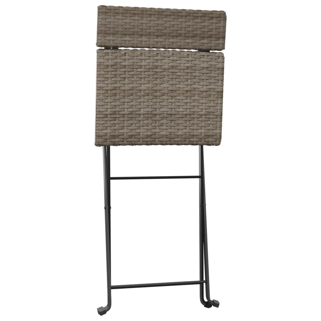 4-Pack Gray Poly Rattan Folding Bistro Chairs with Steel Frame - Durable Foldable Outdoor Patio Furniture for Garden, Terrace, Poolside & Balcony Seating