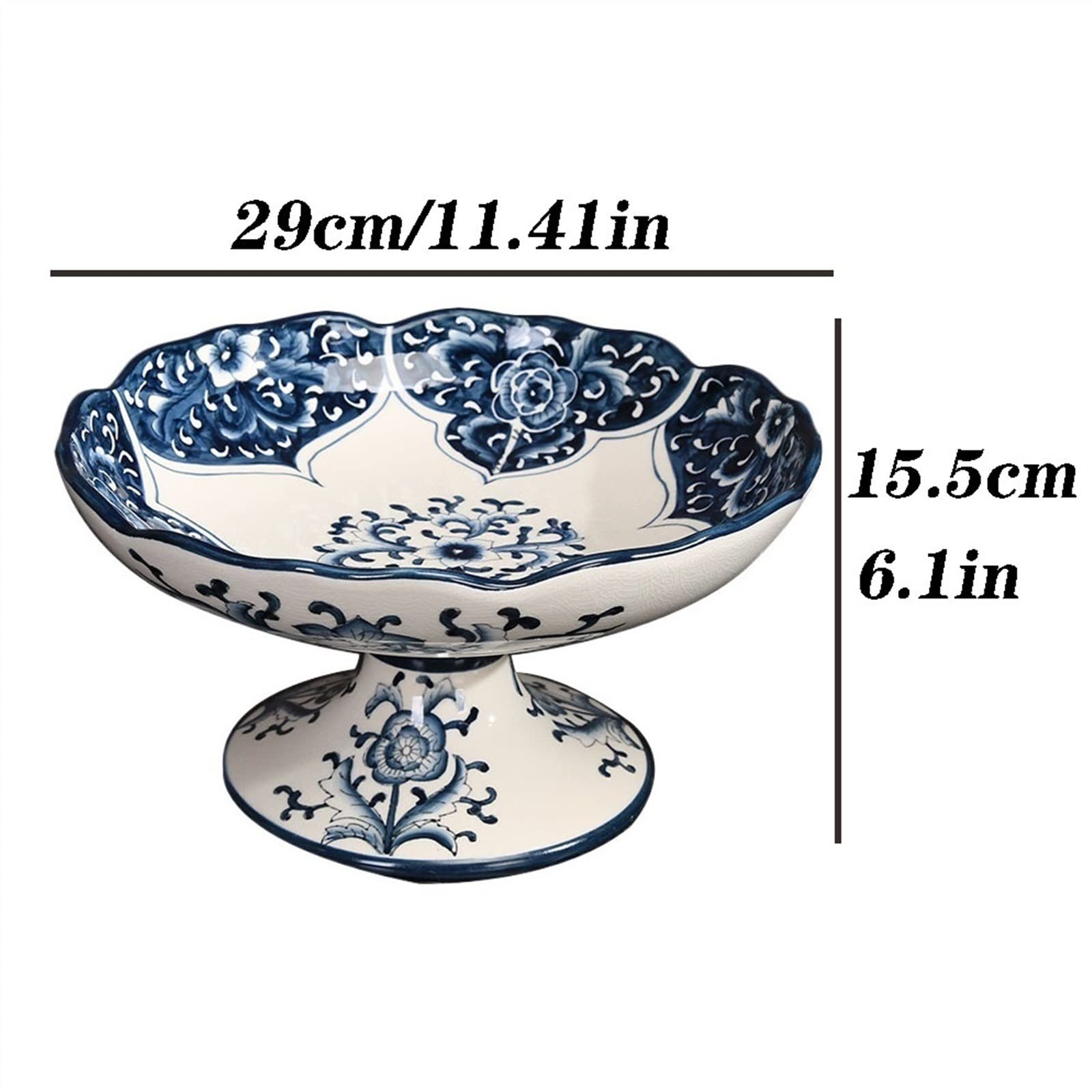 Blue and White Ceramic Fruit Bowl - Creative Decorative Serving Tray for Living Room Coffee Table, Snack Storage Plate for Dried Fruits, Vegetables, Salad, and Fresh Fruits - Perfect for Entertaining and Home Decor