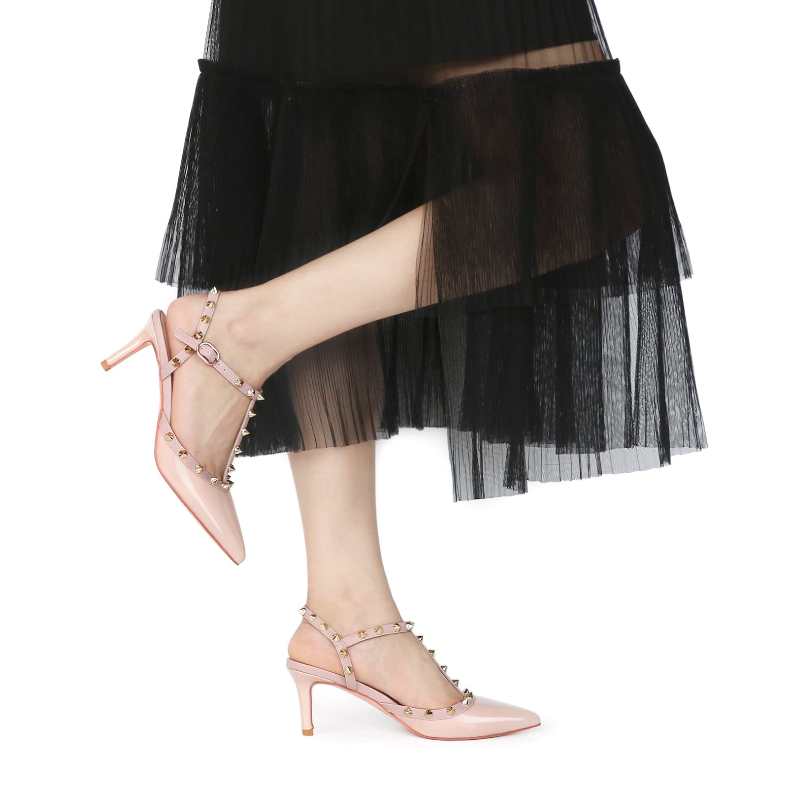 Women's Strappy Kitten Heel Sandals - Slingback Closed Toe Pumps | Perfect for Office, Wedding & Summer Outfits