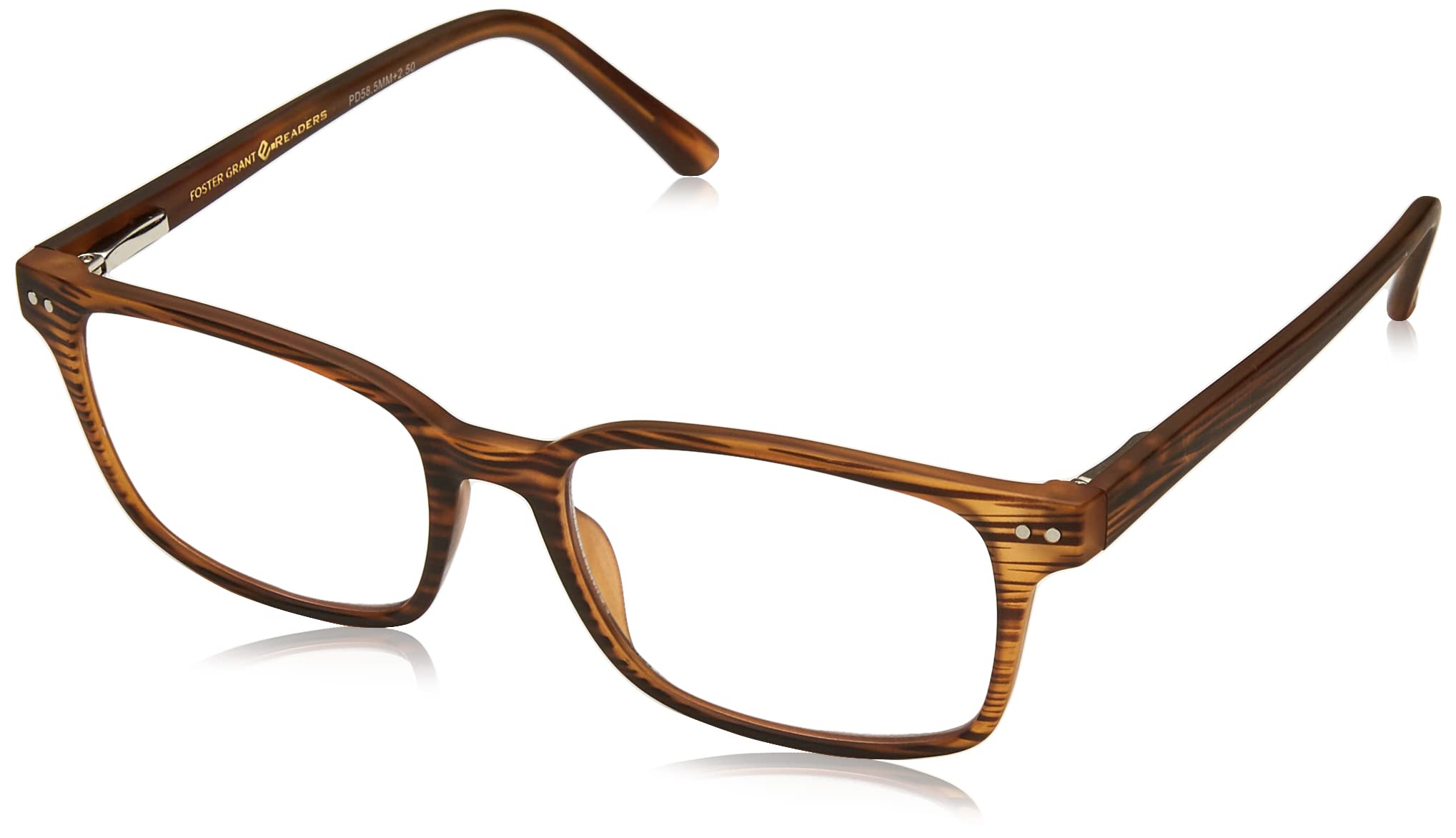 Foster Grant Men's Lowell 1018297 Square Reading Glasses - Classic Eyewear for Reading, Computer Use & Daily Activities - Lightweight & Durable Frame for Work, Office & Home Use
