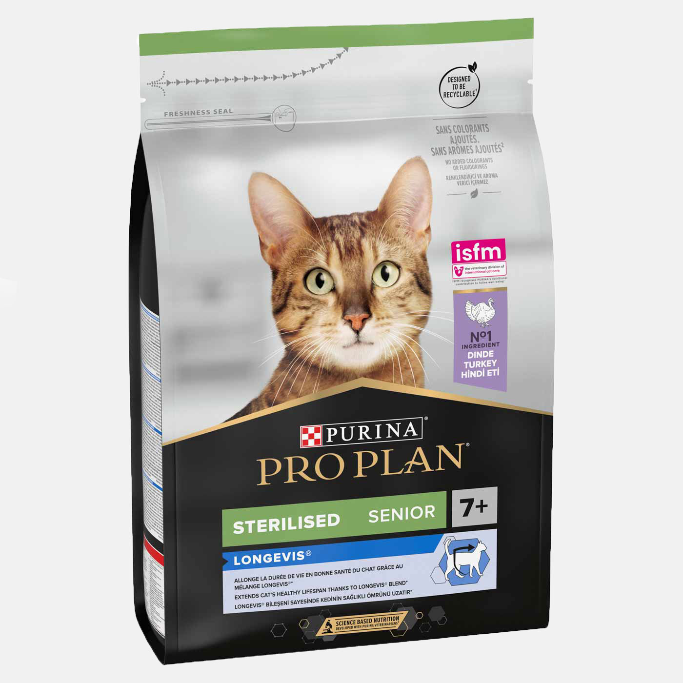 PRO PLAN Sterilised Longevis Senior Cat Dry Food with Turkey 3kg - High Protein Adult Cat Food for Weight Control & Urinary Health - Perfect for Indoor Senior Cats & Neutered Pets