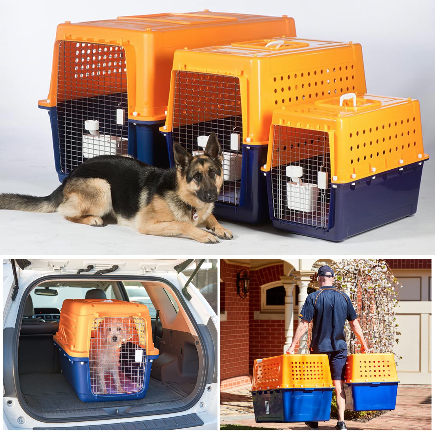 Durable Heavy Duty Pet Crate - Airline Approved Dog & Cat Kennel Carrier for Large Dogs, 7 Size Options - Perfect for Travel, Indoor & Outdoor Use, Vet Visits & Home Training