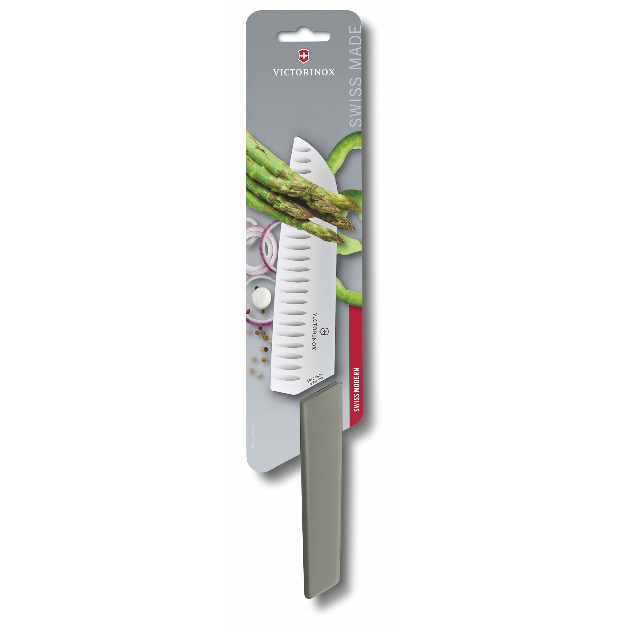 Victorinox Swiss Modern Santoku Knife 7 Inch - Ultra Sharp Kitchen Knife for Dicing, Slicing & Mincing - Premium Stainless Steel Chef Knife with Olive Wood Handle - Perfect for Home Cooking, Meal Prep & Professional Kitchens