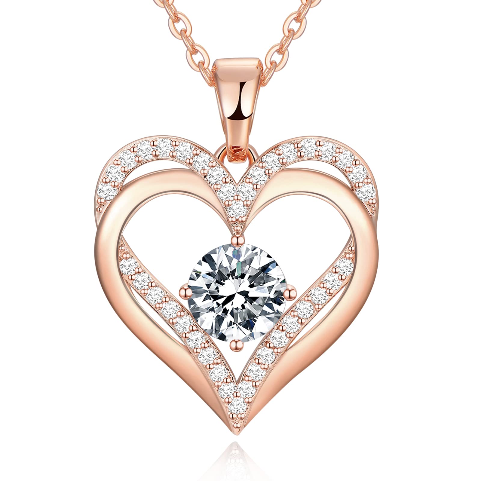 Rose Gold Necklace for Women - Elegant Birthstone Jewelry Gift for Wife, Mom, Girlfriend | Perfect for Valentine's Day, Christmas, Anniversary, Mother's Day & Birthday | Ideal for Date Nights, Weddings & Special Occasions