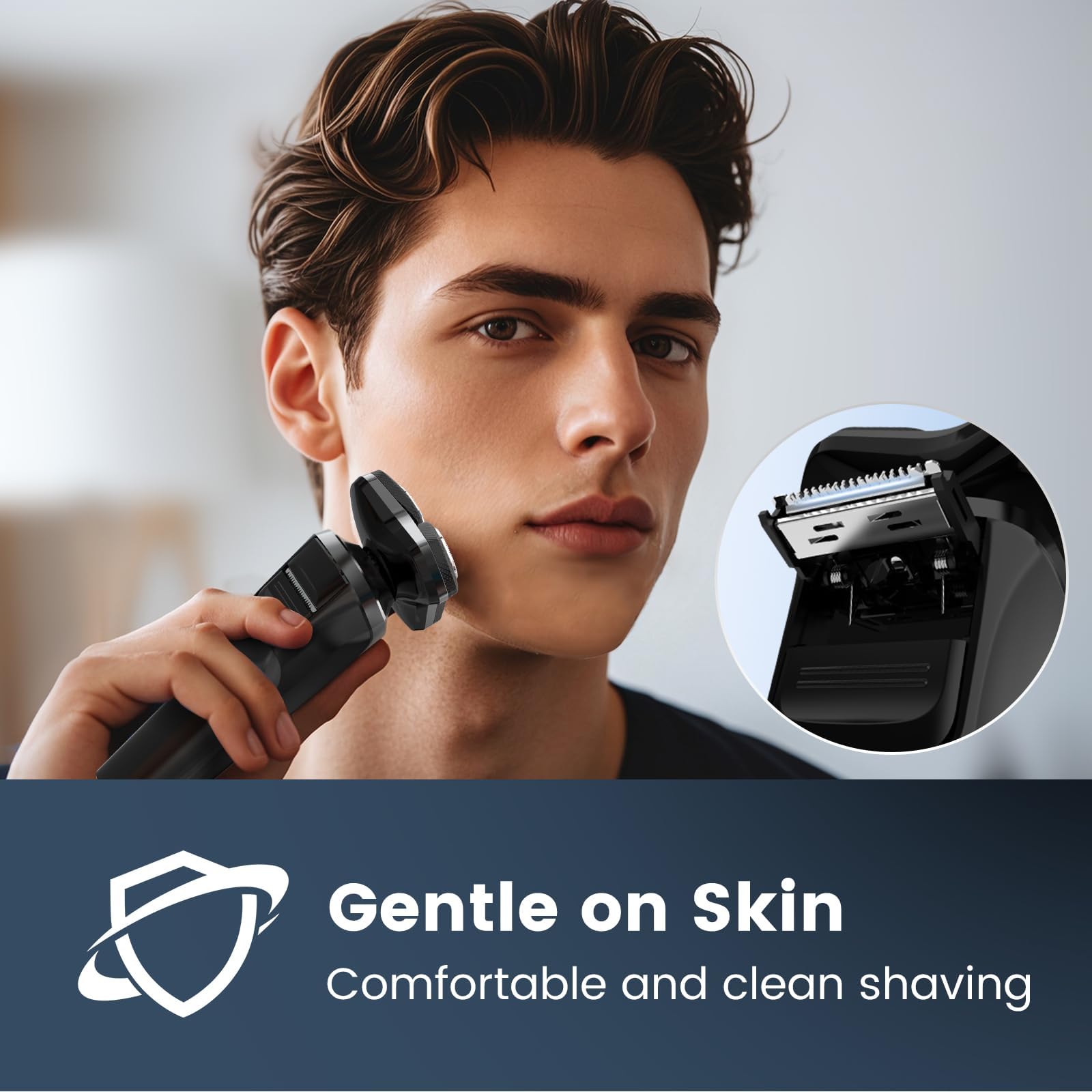 Bazivve Electric Razor for Men - Rechargeable Wet & Dry Shaver with Pop-Up Trimmer, Cordless & IPX7 Waterproof - Perfect for Travel, Gym & Daily Shaving (Black)
