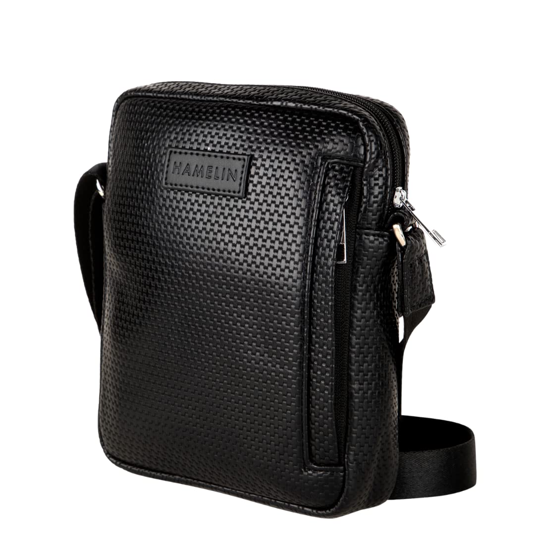 Hamelin Vegan Leather Messenger Bag for Men & Women - Adjustable Crossbody Sling Bag with Stylish Design | Perfect for Travel, Work & Daily Use | Durable Small Shoulder Bag for Commuting, Shopping & Outdoor Activities