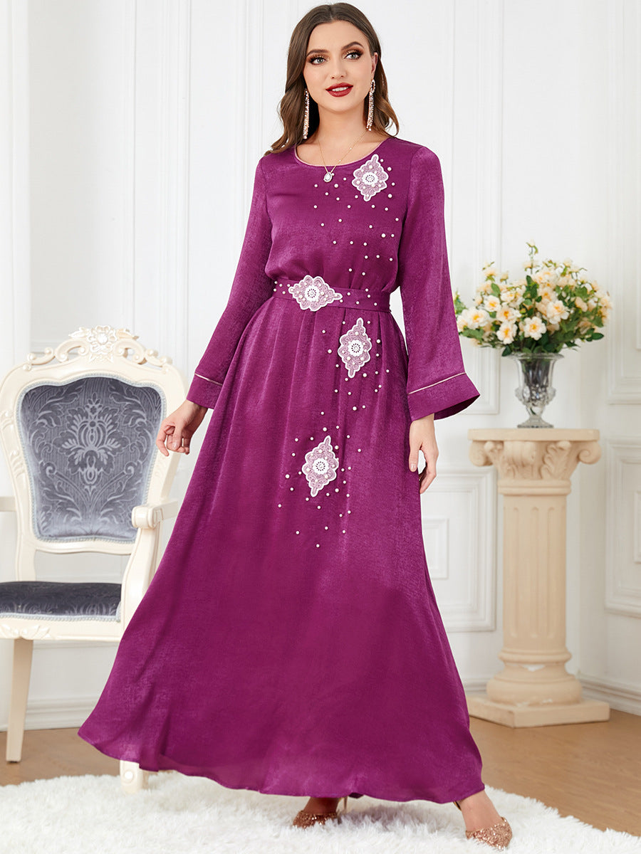 Criselda Women's Magenta Velvet Maxi Dress - Elegant Long Sleeve Formal Gown for Evening Parties, Weddings & Special Occasions