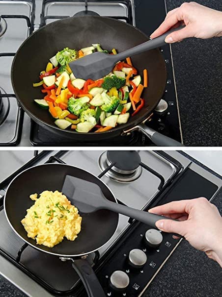 Premium 11-Inch Black Olive Silicone Spatula for Cooking - Heat Resistant, Non-Scratch, Flexible Baking & Mixing Utensil for Non-Stick Cookware, Cakes, Pancakes & More (Red - 1 Piece) - Perfect for Home Bakers & Professional Chefs