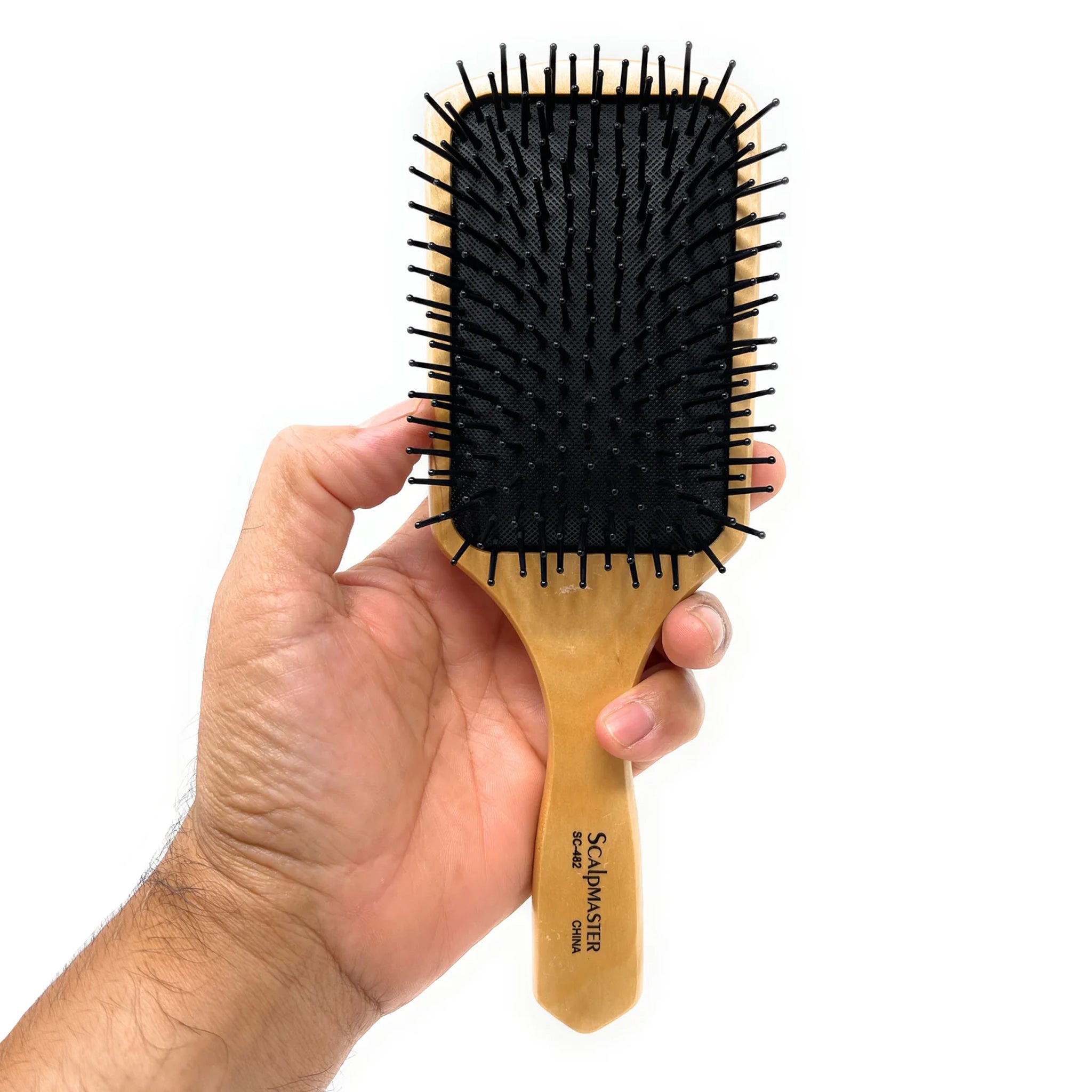 Scalpmaster 13 Rows Wooden Paddle Hair Brush with Cushion Base - Professional Styling & Drying Tool for Smooth, Tangle-Free Hair - Perfect for Home & Salon Use (1 Piece)