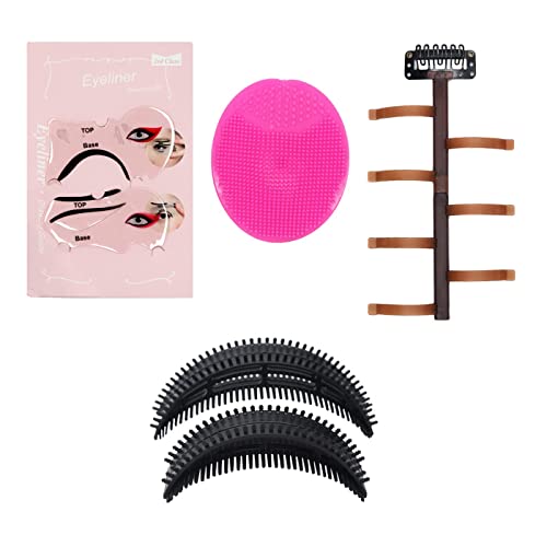 French Braid Tool & Eyeliner Sticker Set with Face Cleaning Tool & Puff Maker Bumpits - Hair Styling & Makeup Kit for Women and Girls | Perfect for Salon Styling, Home Beauty Routines & Special Occasions