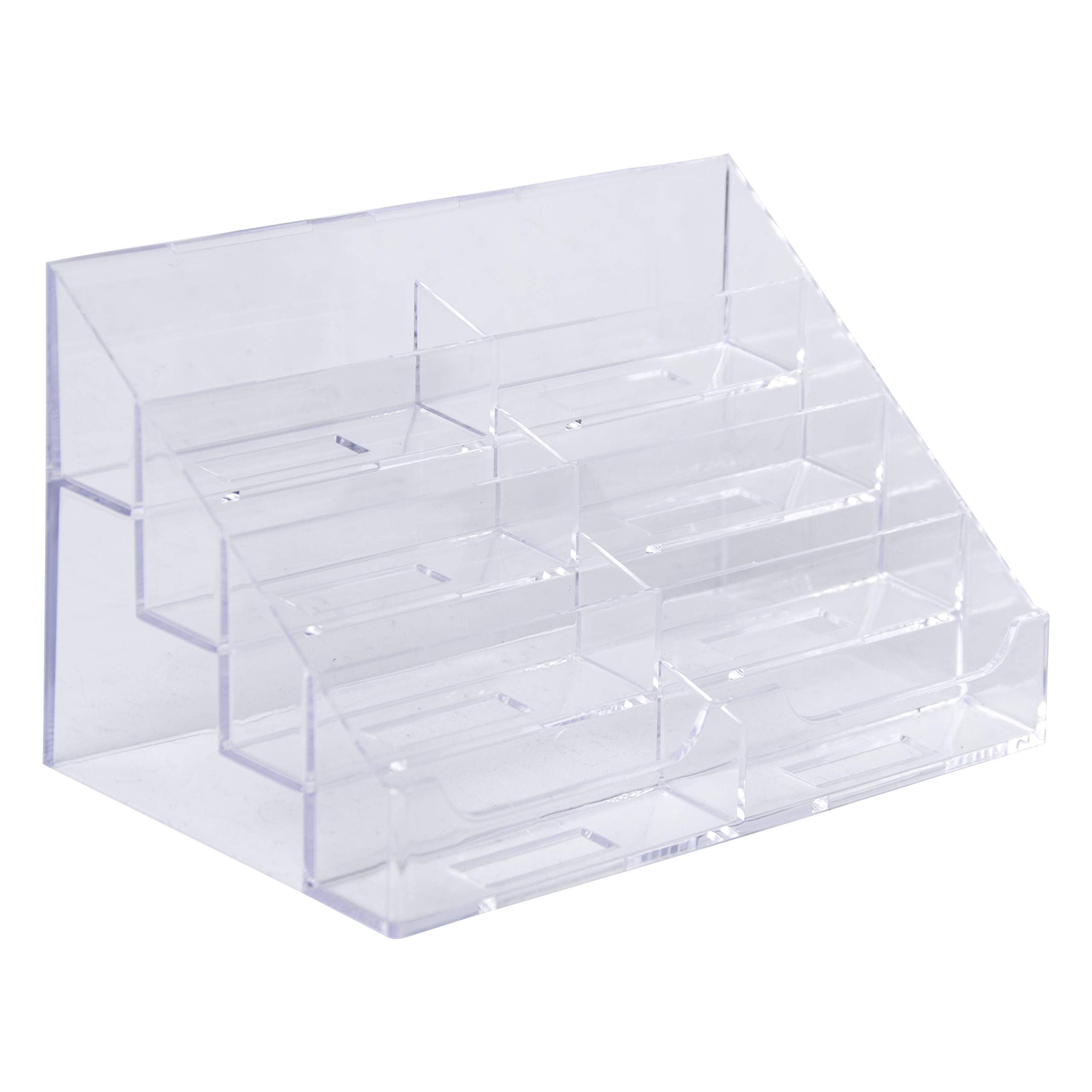 Clear Acrylic Horizontal 8-Tier Business Card Holder for Desk - 3.5x2 Inch Plastic Countertop Organizer - Desktop Multi Card Display Stand (Pack of 40) - Perfect for Offices, Reception Areas, and Trade Shows