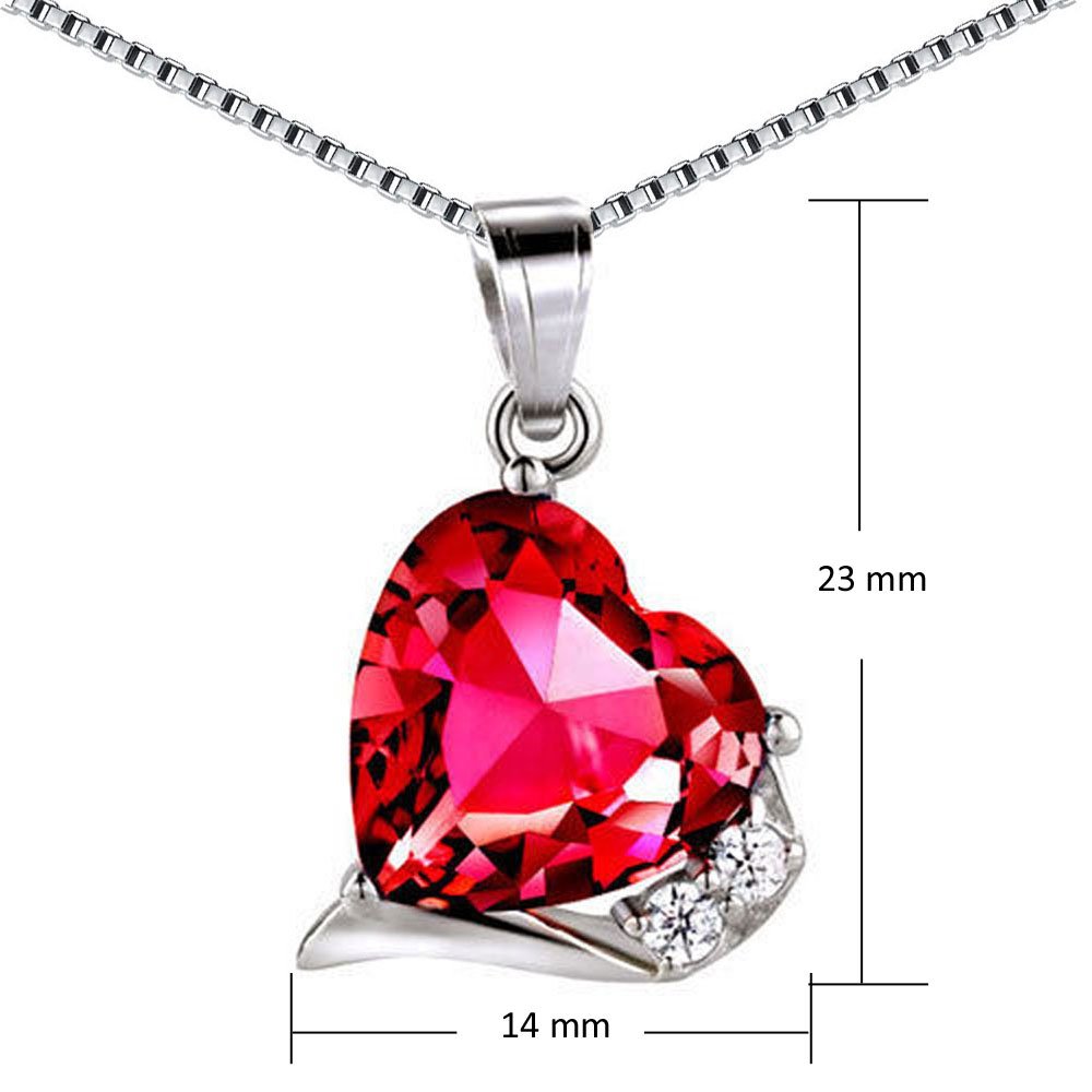 MABELLA Sterling Silver Jewelry Set with Simulated Ruby & Emerald - Elegant Pendant & Earrings Gift Set for Women | Perfect for Weddings, Anniversaries & Special Occasions
