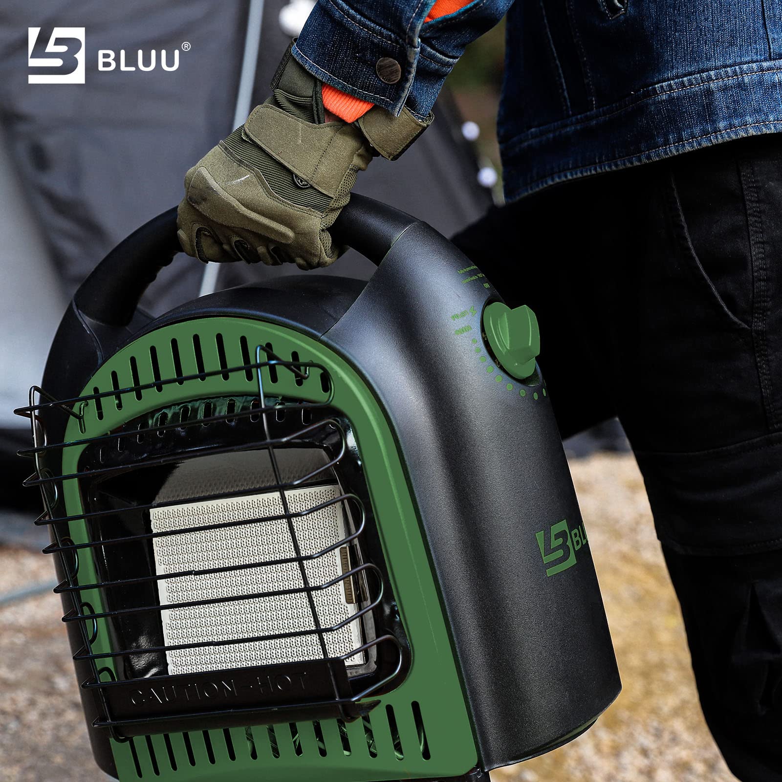 BLUU 20,000 BTU Portable Propane Heater with Adjustable Thermostat - Indoor & Outdoor Use for Patio, Garage, Camping, and Workspaces