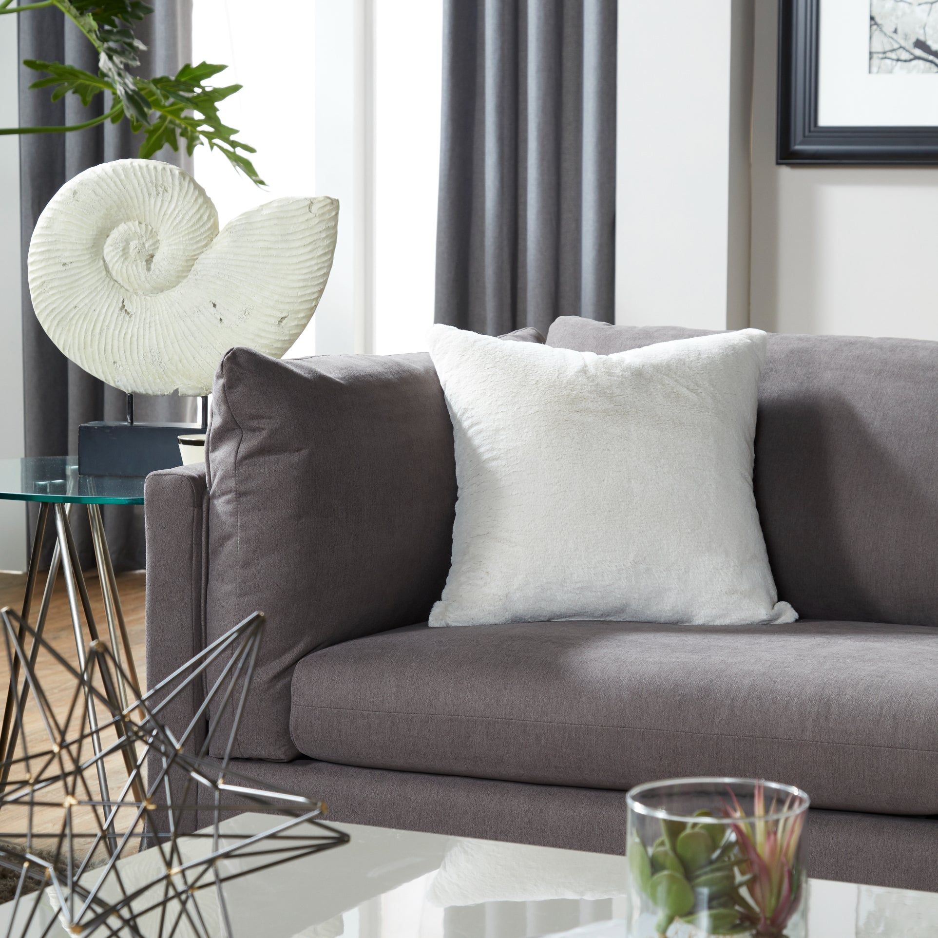 Roundhill Furniture Enda Pillow Back Fabric Sofa and Cuddler Chair Set - Carbon Gray Living Room Collection | Comfortable Sectional for Small Spaces, Family Gatherings & Cozy Movie Nights