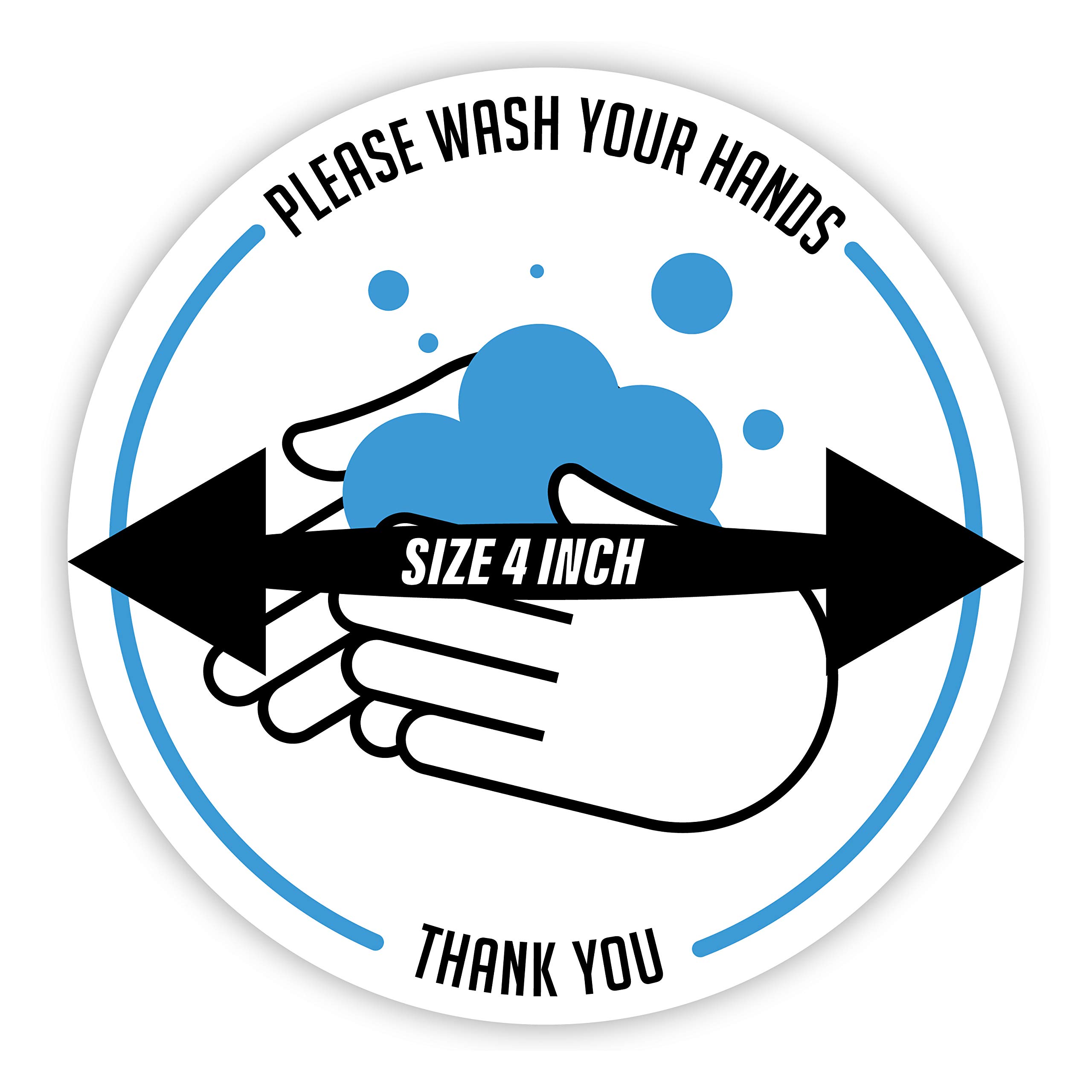20 Pack Wash Your Hands Sign Stickers - 4 Inch Self-Adhesive Hygiene Reminders for Bathrooms, Kitchens & Public Spaces