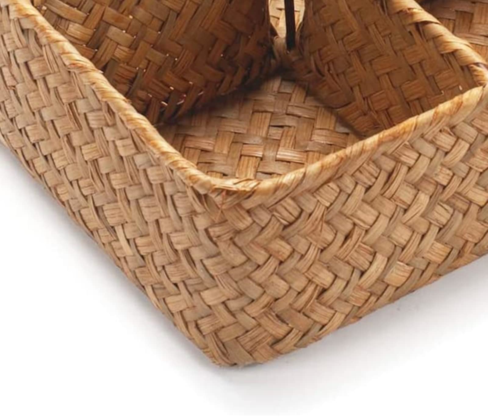 Seagrass Wicker Rattan Divided Basket Organizer - Tea Bag & Sugar Packet Holder, Coffee Station Condiment Storage for Drawer, Shelf or Countertop - Perfect for Kitchen, Pantry & Dining Room Organization