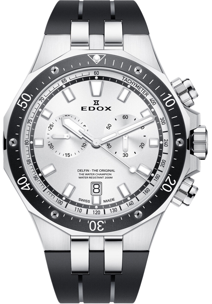 Edox Delfin Chronograph 10109 3CA AIN Men's Luxury Swiss Watch - Waterproof Diving Chronometer for Business, Sports & Formal Occasions