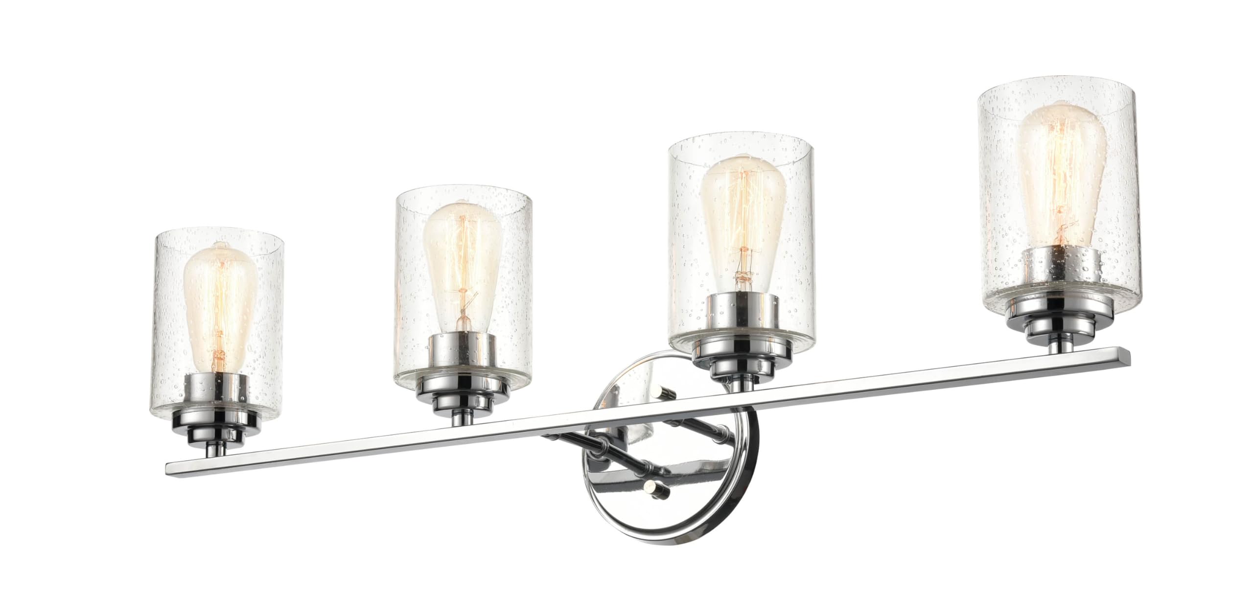 ML Lighting 3684-CH Chrome Finish Transitional 4-Light Bathroom Vanity Light - Perfect for Modern Bathrooms, Powder Rooms & Dressing Areas
